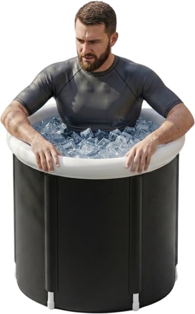 KAD® IJsbad - Draagbaar IJstherapie Bad voor Sporters - Opvouwbaar Bad - Volwassenen Zitbad - Zwart/Wit - ‎75cm x 75cm x 75cm