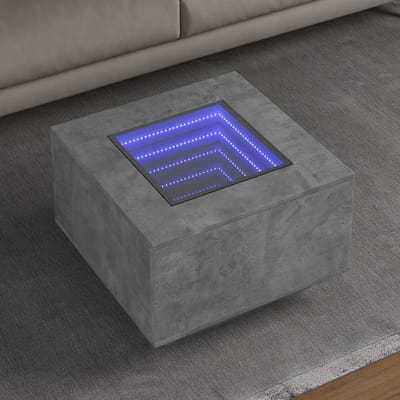 vidaXL - Salontafel - met - LED - 60x60x40 - cm - bewerkt - hout - betongrijs