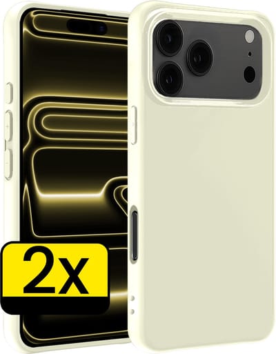 Hoesje - 2 Stuks - Geschikt voor Apple iPhone 17 Pro - Sterk & Shockproof - Case Siliconen - Back Cover - Telefoon Hoes - Telefoonhoesjes - Wit