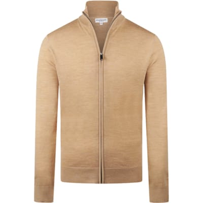 McGregor Fine Merino Zip Thru Cardigan - 100% Extra Fine Merinowol - Heren - Camel - Maat S