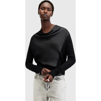 AllSaints Myra Cowl Jumper Black Maat: XS | Longsleeves Outlet | Dames | Beige