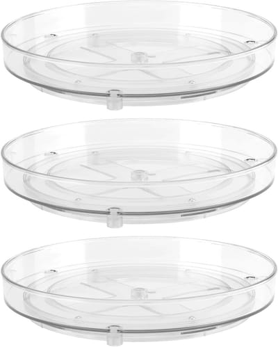 Rotating Plate Set van 3 Stuks, 23 cm - Transparante Draaischijf voor Specerijen, Sauzen en Olie Organisatie