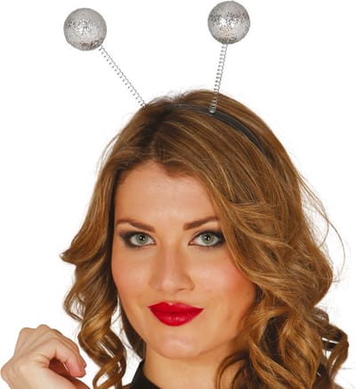 Fiestas Verkleed diadeem discoballen/Aliens sprieten - zilver - meisjes/dames