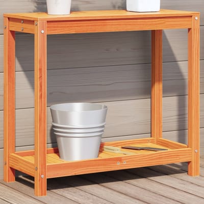 vidaXL - Oppottafel - met - schap - 82,5x35x75 - cm - massief - grenenhout - wasbruin