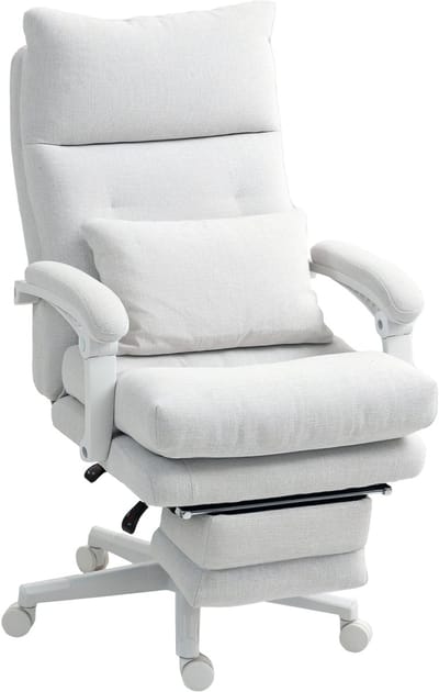 HOMCOM-Bürostuhl-Polyester, Nylon-70L x 68B x 114-122H cm-Cremeweiß