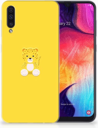 Samsung Galaxy A50 Telefoonhoesje met Naam Baby Leopard