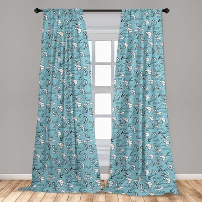 ABAKUHAUS – Kites gordijnen – 2-delige set microvezel 150×175 cm – lichtblauw/wit, halfverduisterend