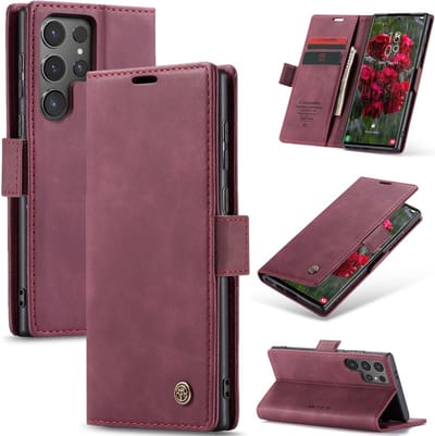 CaseMe Hoesje - Geschikt voor Samsung Galaxy S25 Ultra Hoesje - CaseMe 013 Book Case - Bordeaux