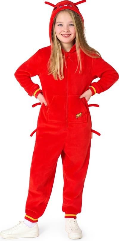 OppoSuits Kreeften Onesie Kids - Unisex - Lobster Fleece Jumpsuit - Carnavalskleding - Dieren Verkleedpak Voor Kinderen - Rood - Maat: S - EU92/98 - 2-4 Jaar