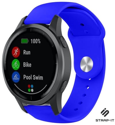 Strap-it Sport siliconen bandje - geschikt voor Garmin Vivoactive 4 45mm / Garmin Venu 2 - blauw