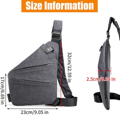 borstrugzak, anti-diefstal borstzak met verstelbare riem van 80-110 cm, canvas crossbody tas voor heren, casual draagdoek, voor reizen, outdoor, fietsen, wandelen