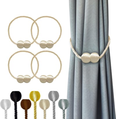Magnetische gordijn tiebacks beige 4-pack voor een stijlvolle woning