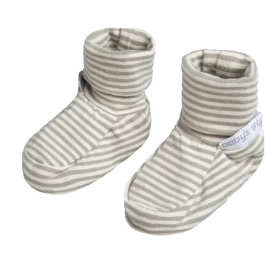 Baby's Only Slofjes Stripe - Baby Schoentjes - Baby Sokjes - Urban Green - 0-3 mnd - 100% ecologisch katoen - GOTS