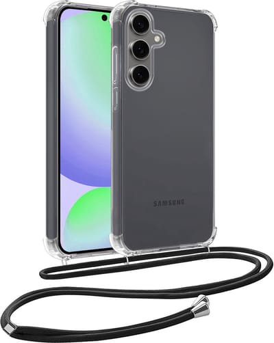Hoesje - Geschikt voor Samsung Galaxy S24 FE - Met Koord - Shock Proof - Siliconen Case - Telefoonkoord - Back Cover - Telefoon Hoes Shockproof - Telefoonketting - Telefoonhoes - Transparant
