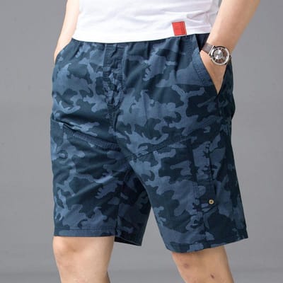 Camouflage Shorts Heren Zomer Katoen Losse Vijfpuntsbroek Heren Casual Strandbroek 5XL blauw