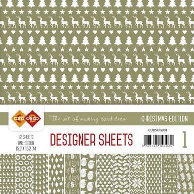 Card Deco - Designer Vellen -  Kerst Editie - Olijfgroen