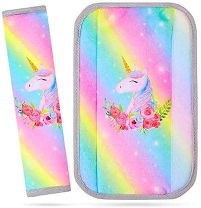 Zachte Veiligheidsgordel Pads voor Kinderen - 2-Pack Autogordel Covers met Eenhoorn Design