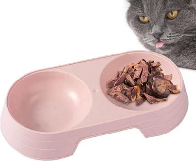 Dubbele Hondenkommen - Voerbak Puppy - Huisdieren Voeren - Verhoogde Standaard - 23 x 12 x 4 cm - Roze
