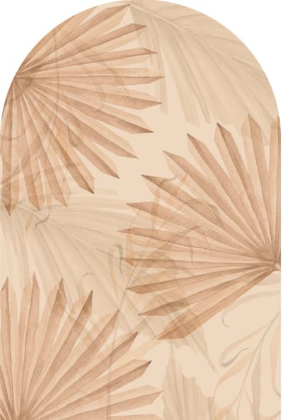 Voorgelijmd vliesbehang met gigantische muurschilderingen - BEIGE PALMBLADBOOG - 90x60cm
