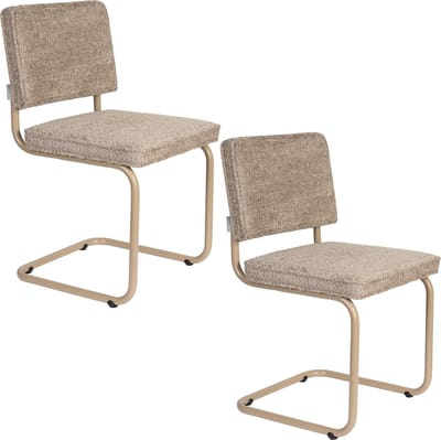 Zuiver Ridge Soft Eetkamerstoelen Beige - Set van 2