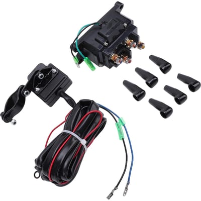 Lier Relais Schakelaar met Duimschakelaar Kit Hoge Prestaties Veilig 12V 250A voor Vrachtwagen UTV 5000 tot 7000lbs Lier black