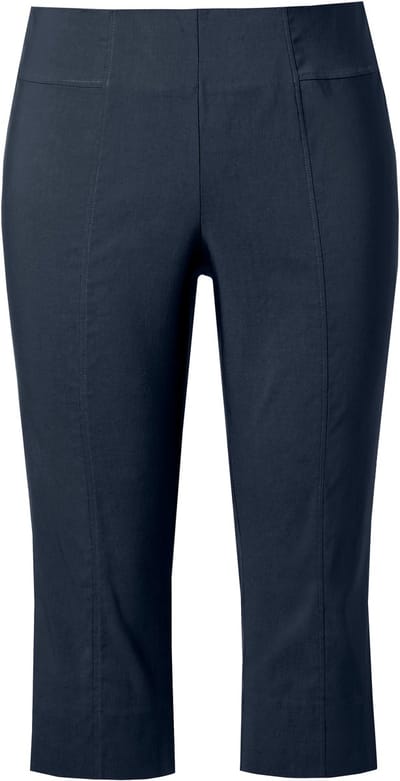 Ulla Popken - Dames - Bengaline capri zeer elastisch kreukvrij - Marine - Maat 42