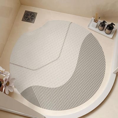 Tapis de sol rond à ventouse Tapis de pied antidérapant pour salle de bain Simple Salle de douche étanche et anti-chute Tapis spécial round notch 55 * 55cm