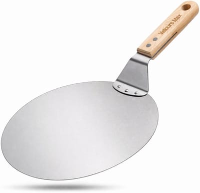 Velours Max® - Pizzaschep RVS - Rond - Pizzaspatel - Pizzaschep voor BBQ - Pizzaschep Hout - Pizzaschep 30cm - Voor BBQ en Oven - Houten Handvat - Ø30 cm
