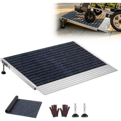 VEVOR Drempelhelling 610x910mm, 362.9 Robuuste drempelhelling met verstelbare hoogte, antislip aluminium helling, stabiele helling voor rolstoelen, scooters, deurdrempels, stoepranden en trappen.