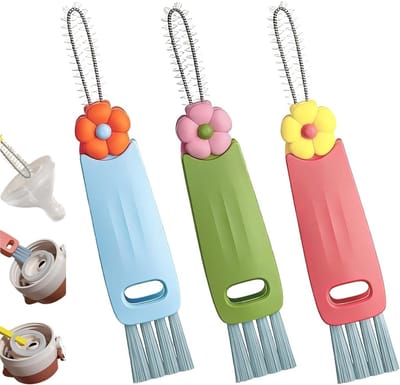 3-in-1 Reinigingsborstelset voor Bekers, Multifunctionele Tegelborstel en Dekselschoonmaker, Ideaal voor Waterflessen en Keukenaccessoires