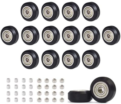 Dailygoods- 3D-printerrolset 16-delig - 625 zz POM katrol - Aluminium Zuilen - Excenterzuilen - Hoogwaardige materialen - Buitendiameter 24 mm