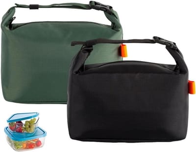 Kleine opvouwbare lunchtas, 2 stuks, waterdichte picknicktas, isolatietas voor onderweg, ideaal voor school en uitjes