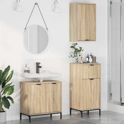 vidaXL - Badkamermeubel - Set - met - lade - 3 - pcs - Sonoma - eiken - Bewerkt - hout