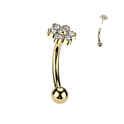 Piercing titanium curved bloem 1.2x8 - goud - LMPiercings