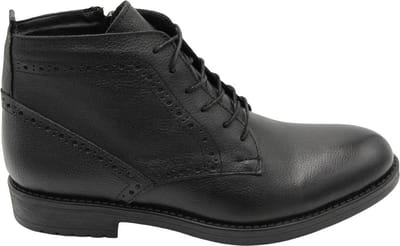 Heren laarzen- Desert boots- Veterschoenen met ritssluiting 1030- Leer- Zwart- Maat 41