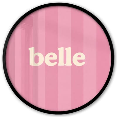 Poster in lijst Rond - Fotolijst 40x40 cm - Posters - Roze - Gestreept - Belle - Ronde posterlijst zwart - Decoratie - Wanddecoratie woonkamer - Muurdecoratie slaapkamer