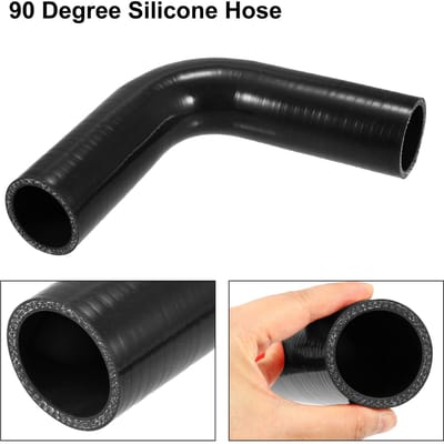 Dailygoods- Koppelstuk Universeel 90 Graden - Silicone Slang - Binnendiameter 40mm - Buitendiameter 50mm - Lengte 150mm - Zwart - Siliconenslang