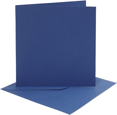 Kaarten en enveloppen, afmeting kaart 15,2x15,2 cm, afmeting envelop 16x16 cm, 220 gr, blauw, 4 set