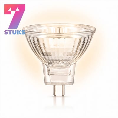 7x Reflector Halogeenlamp GU4 - 35W - Warm Wit Licht (2700K) - 206 lm - 2 jaar - Dimbaar - 12V - MR11
