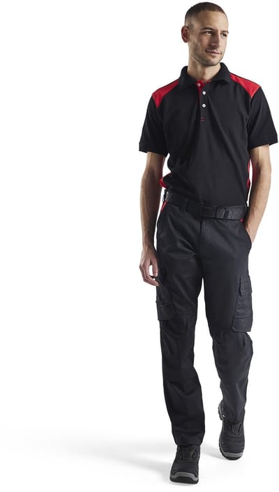 Blaklader Industrie werkbroek stretch met kniezakken 1448-1832 - Zwart/Rood - C144
