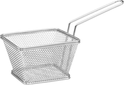 Secret de Gourmet Frietmandje - zilver - RVS - 20,5x9x11 cm - serveermandje patat/snacks