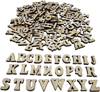 Winkrs - Klein houten letters - mix van 200 stuks lettertjes van 1,5 cm - voor scrapbooking, decoratie, hobby etc.