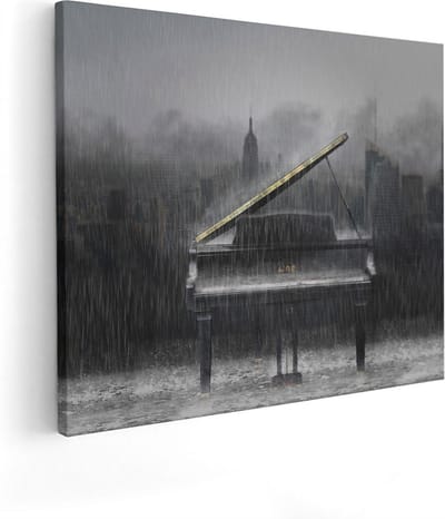 Artaza Canvas Schilderij Skyline New York - 50x40 cm - Wanddecoratie Muziek - Muurdecoratie Piano - Schilderijen Op Canvas