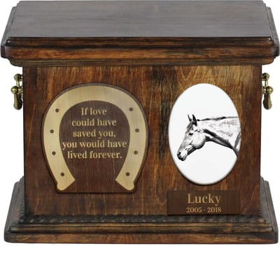 Urn voor American Quarter Horse - gepersonaliseerde box voor dierenas.