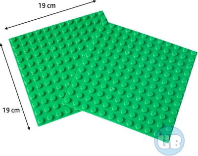 Uniblocks | Bouwplaat donkergroen - 19 x 19 cm - 2 stuks | 2 stuks | Bouwplaat geschikt voor Duplo |wegen | stad | city | wegplaat | auto’s | combineer met DUPLO wegenplaten | bouwplaten