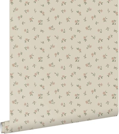 ESTAhome behang vintage bloemetjes vergrijsd groen - 50 x 900 cm - 132218
