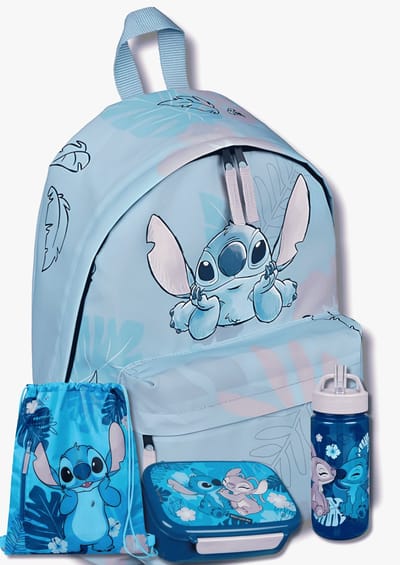 Stitch Schooltas Set 4-Delig Meisjes – Rugzak, Gymtas, Lunchbox & BPA-vrije Drinkfles – Basisschool