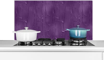 Spatscherm Keuken - Kookplaat Achterwand - Spatwand Fornuis - 100x50 cm - Verf - Paars - Patronen - Aluminium - Wanddecoratie - Muurbeschermer - Hittebestendig