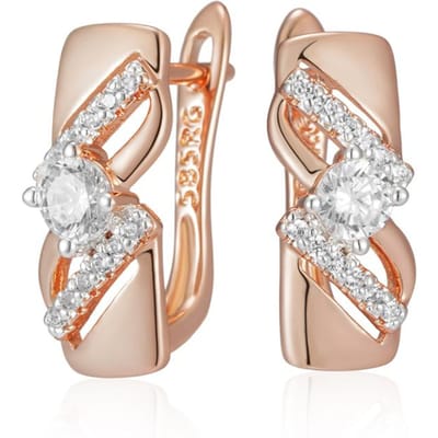Boucles d'oreilles pendantes en zircon naturel pour femmes, luxe, couleur or rose mélangée, pour tous les jours, mariée, mariage, joaillerie fine white