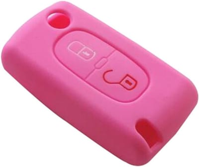 Siliconen Sleutelcover voor Vouwsleutels met 2 Knoppen voor Peugeot Auto's - Bescherming, Stijl en Duurzaamheid (Roze)